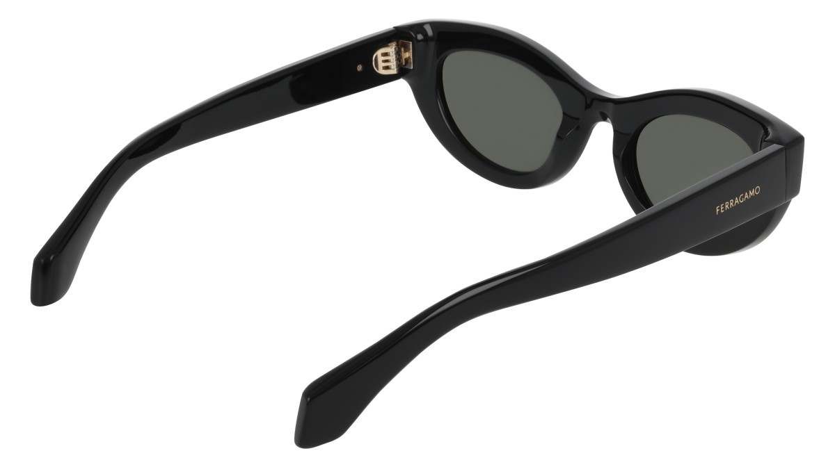 Sunglasses Salvatore Ferragamo SF2062SE (001) color black shape cat eye lenses solid grey