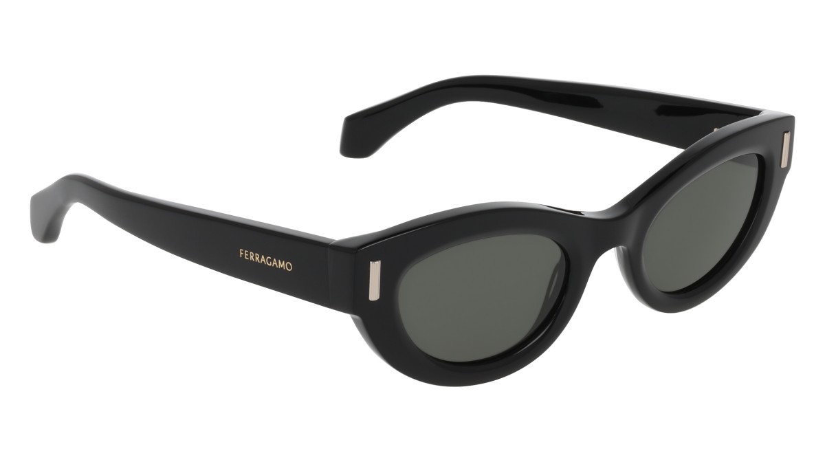 Sunglasses Salvatore Ferragamo SF2062SE (001) color black shape cat eye lenses solid grey