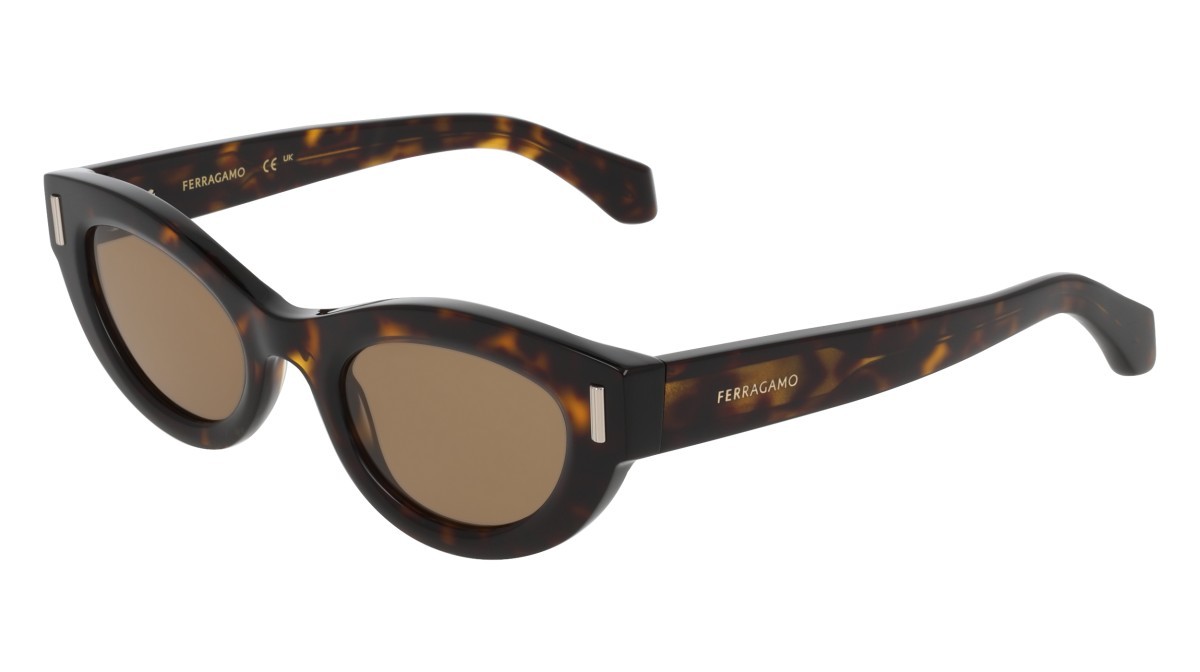 Sunglasses Salvatore Ferragamo SF2062SE (242) color dark tortoise shape cat eye lenses solid brown