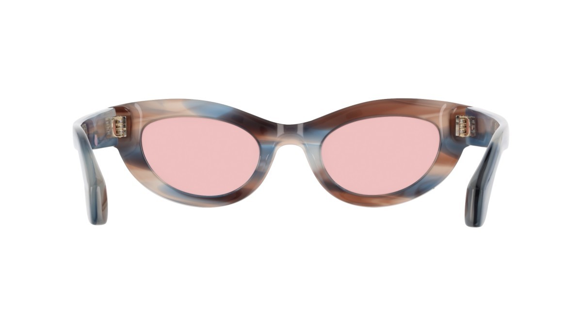 Sunglasses Salvatore Ferragamo SF2062SE (314) color striped sand blue shape cat eye lenses solid pink