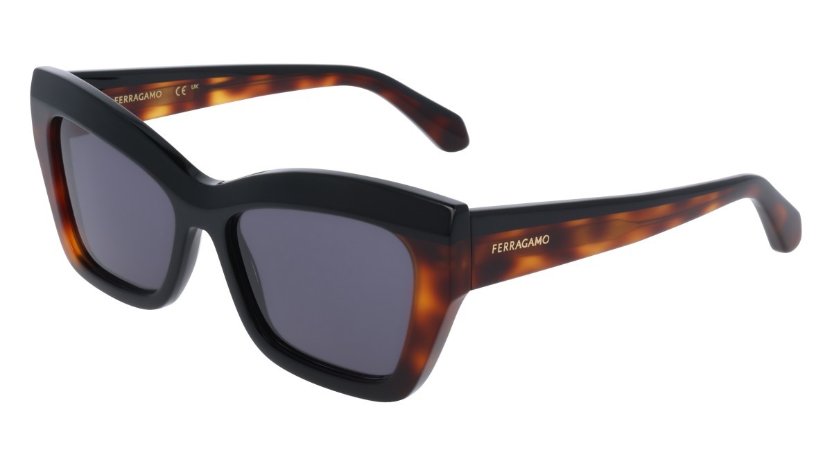Sunglasses Salvatore Ferragamo SF2065S (006) color black/tortoise shape butterfly lenses solid grey