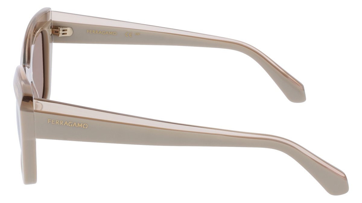 Sunglasses Salvatore Ferragamo SF2065S (260) color transparent beige/beige shape butterfly lenses solid brown