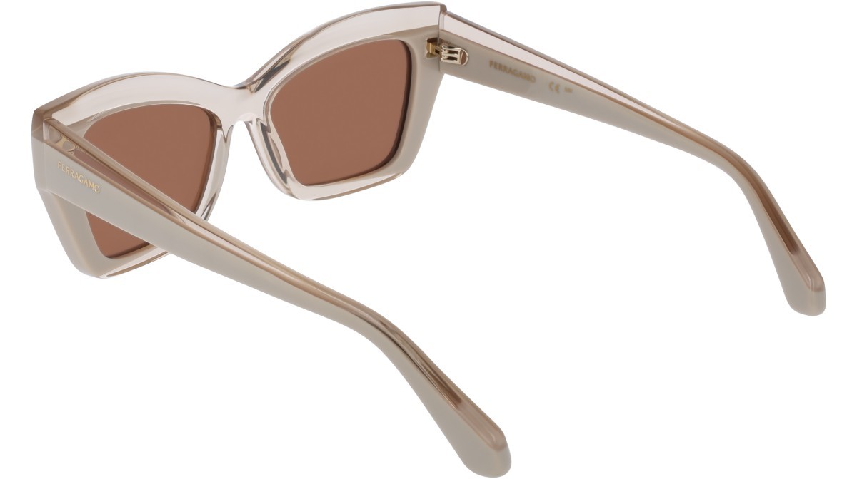 Sunglasses Salvatore Ferragamo SF2065S (260) color transparent beige/beige shape butterfly lenses solid brown