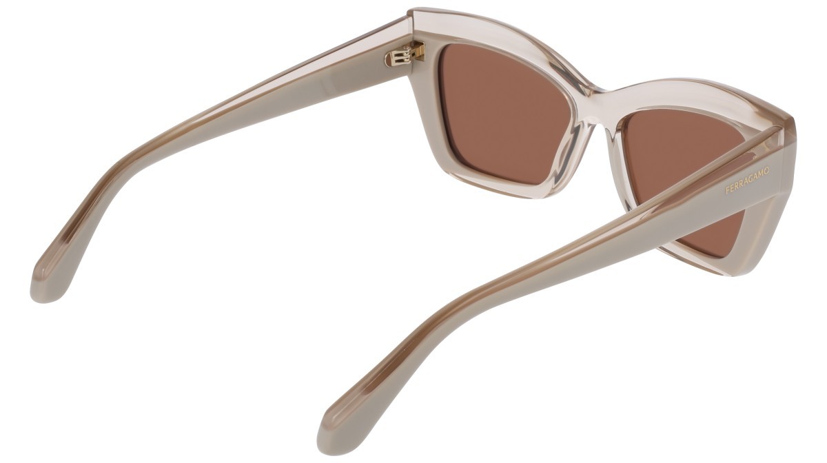 Sunglasses Salvatore Ferragamo SF2065S (260) color transparent beige/beige shape butterfly lenses solid brown