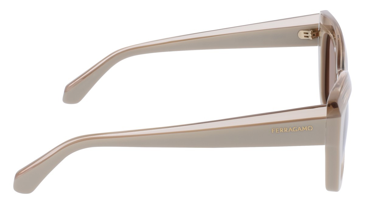 Sunglasses Salvatore Ferragamo SF2065S (260) color transparent beige/beige shape butterfly lenses solid brown