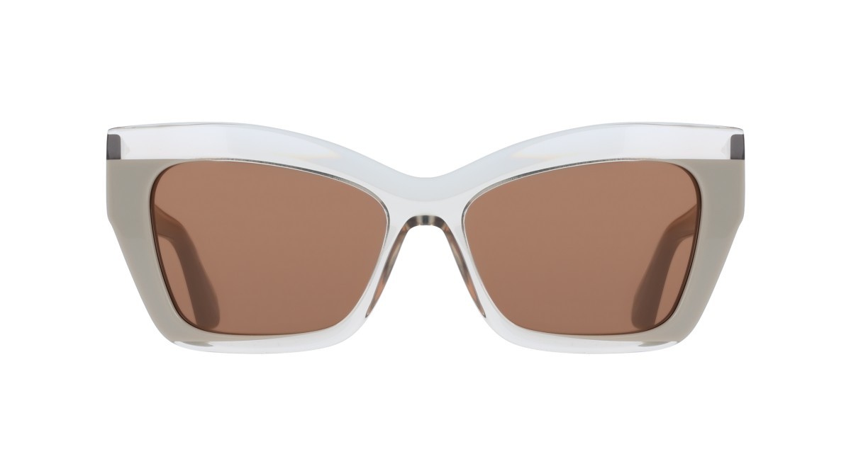 Sunglasses Salvatore Ferragamo SF2065S (260) color transparent beige/beige shape butterfly lenses solid brown