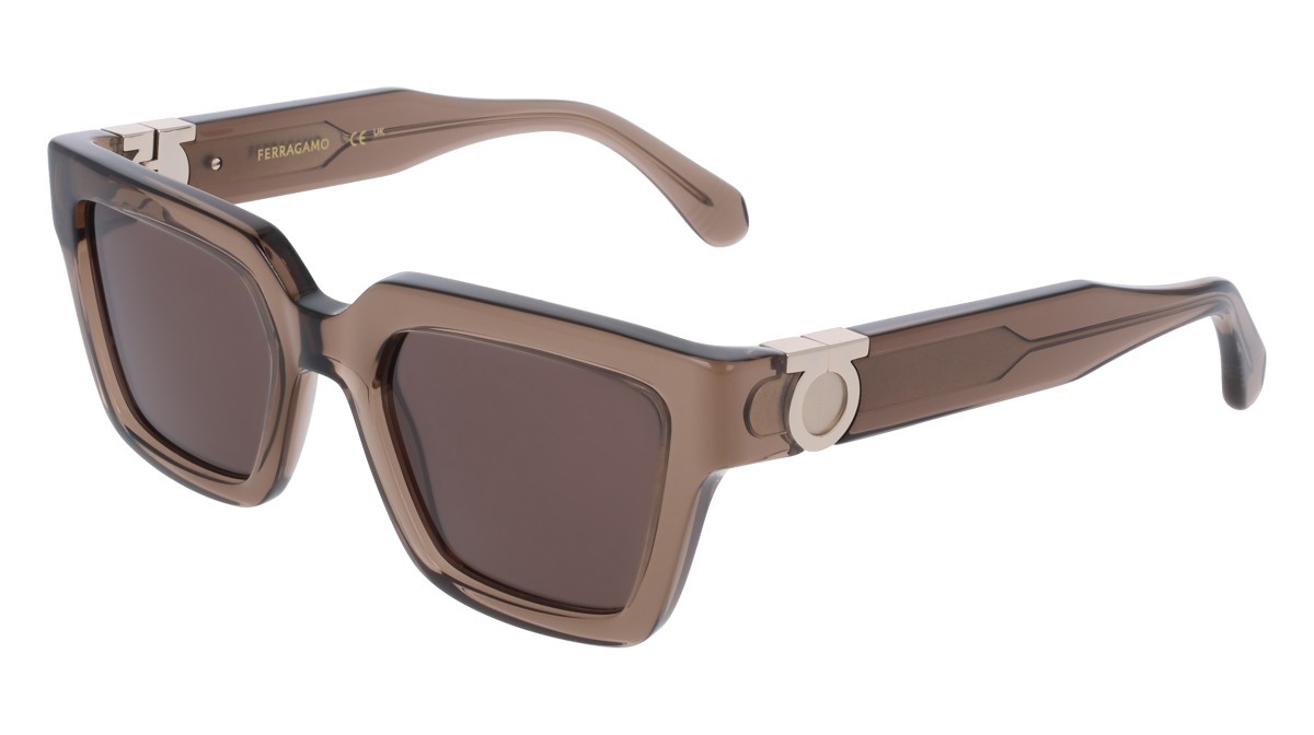 Sunglasses Salvatore Ferragamo SF2066S (232) color transparent brown shape square lenses solid brown