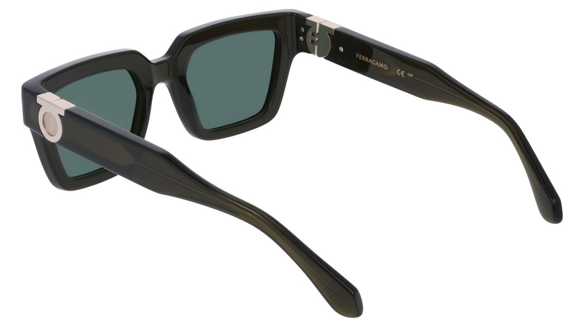 Sunglasses Salvatore Ferragamo SF2066S (302) color transparent dark green shape square lenses solid green