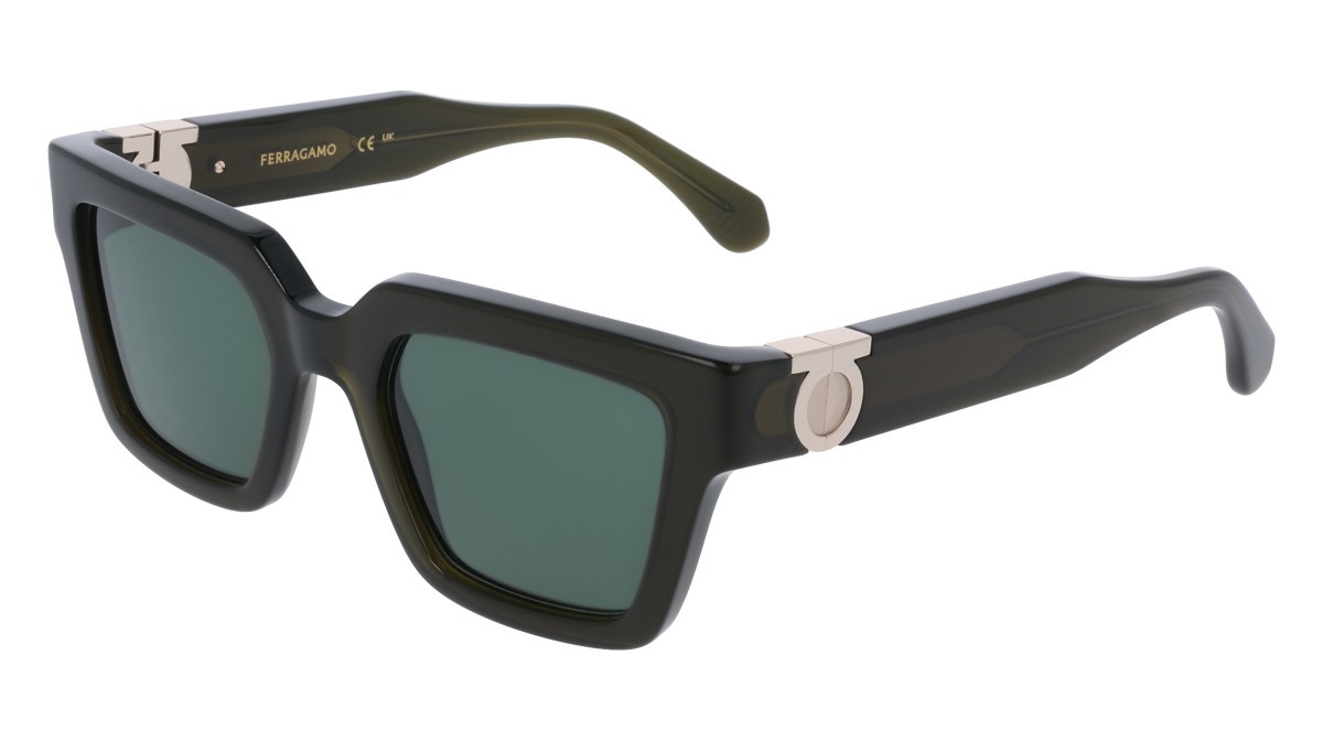 Sunglasses Salvatore Ferragamo SF2066S (302) color transparent dark green shape square lenses solid green