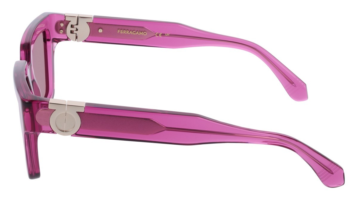 Sunglasses Salvatore Ferragamo SF2066S (665) color transparent cyclamen shape square lenses solid plum