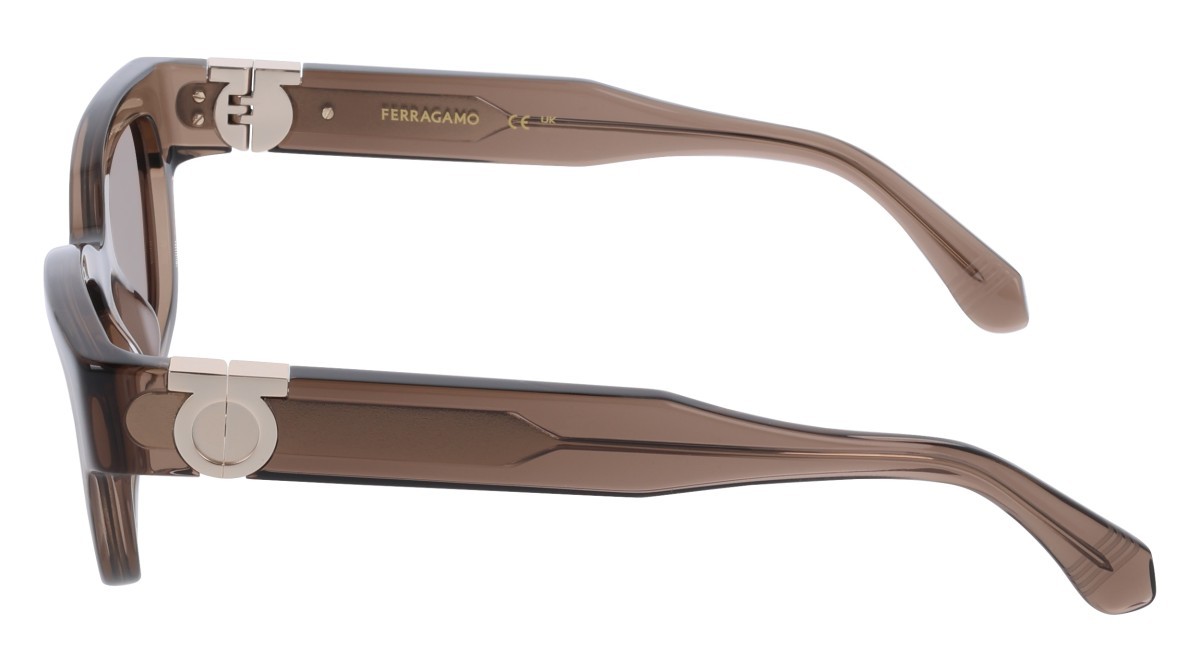 Sunglasses Salvatore Ferragamo SF2067S (232) color transparent brown shape rectangle lenses solid brown