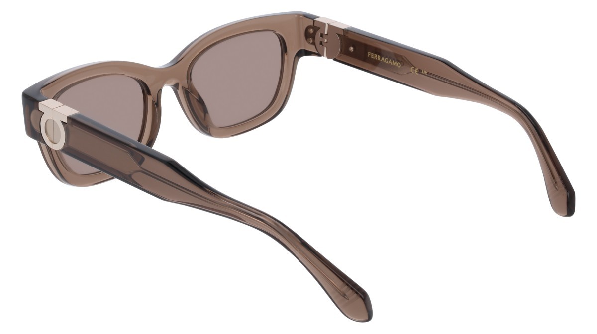 Sunglasses Salvatore Ferragamo SF2067S (232) color transparent brown shape rectangle lenses solid brown