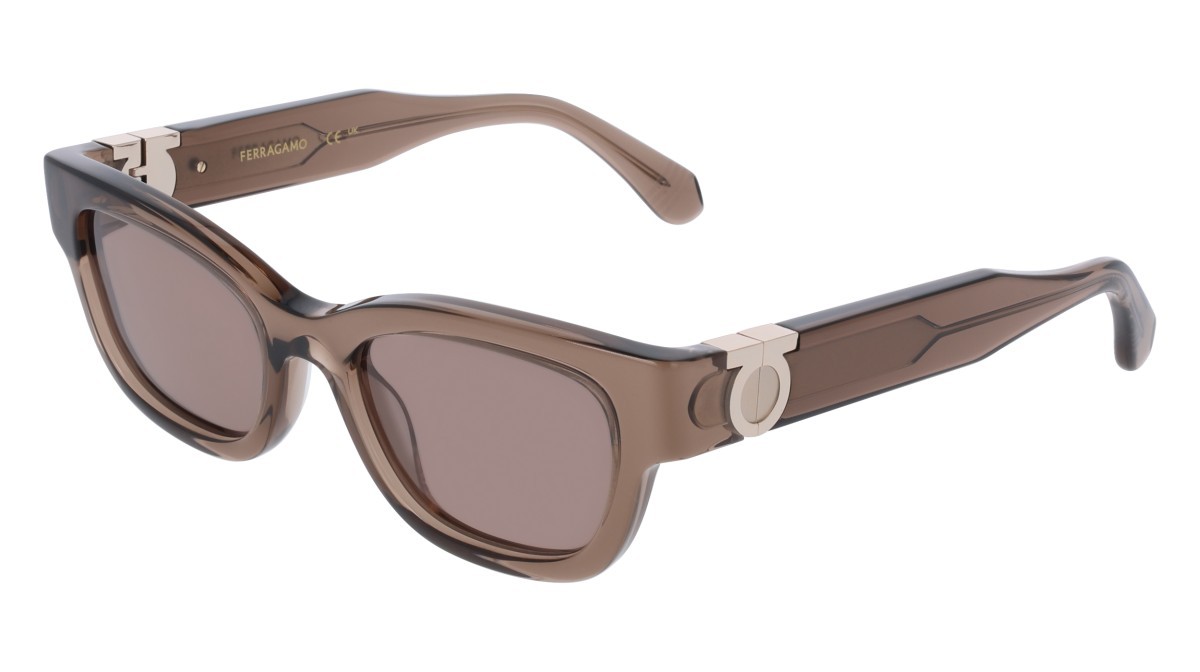 Sunglasses Salvatore Ferragamo SF2067S (232) color transparent brown shape rectangle lenses solid brown