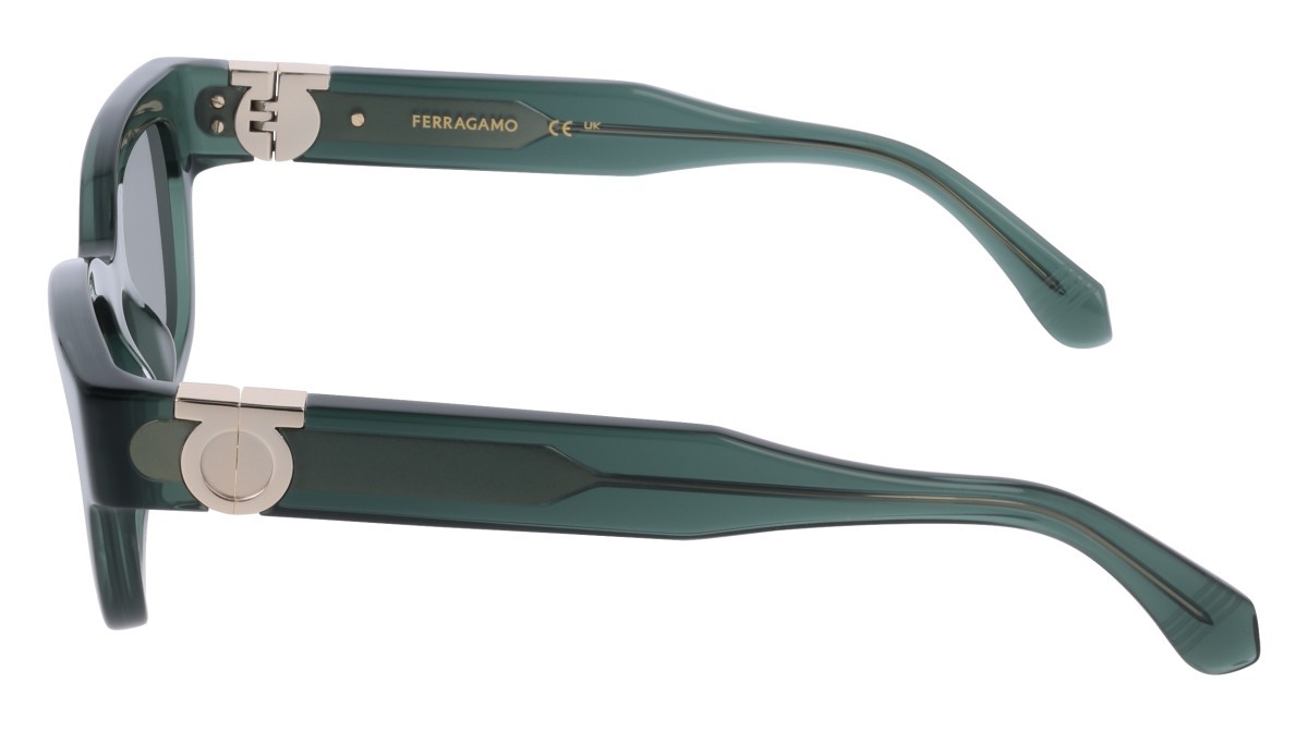 Sunglasses Salvatore Ferragamo SF2067S (317) color transparent green shape rectangle lenses solid green