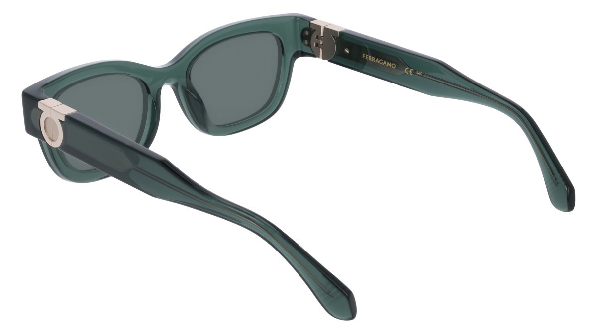 Sunglasses Salvatore Ferragamo SF2067S (317) color transparent green shape rectangle lenses solid green