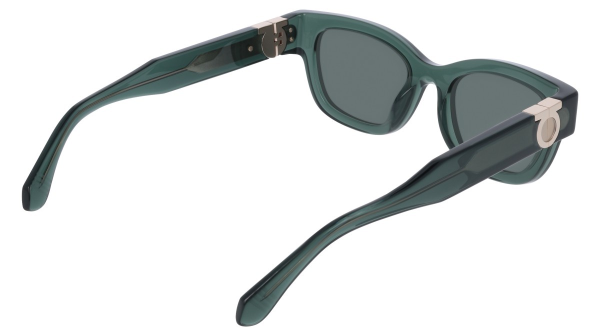 Sunglasses Salvatore Ferragamo SF2067S (317) color transparent green shape rectangle lenses solid green