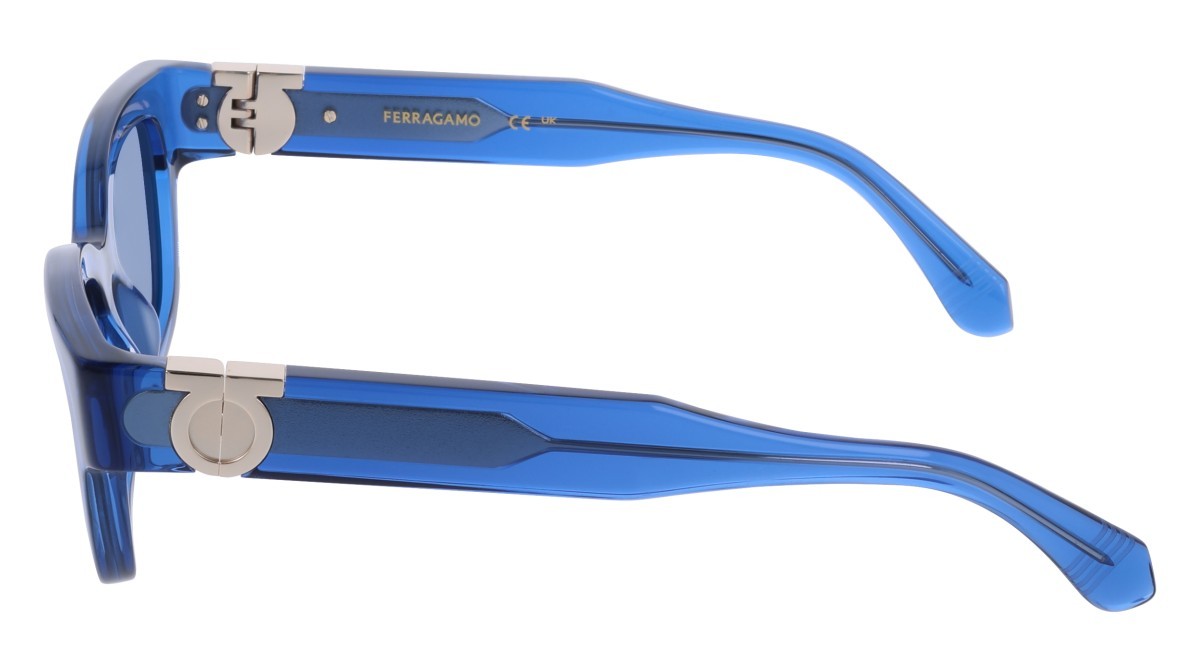 Occhiali da sole Salvatore Ferragamo SF2067S (432) colore transparent blue forma rettangolare lenti solid blue