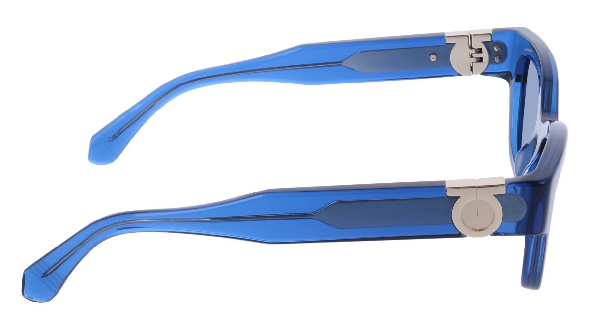 Occhiali da sole Salvatore Ferragamo SF2067S (432) colore transparent blue forma rettangolare lenti solid blue