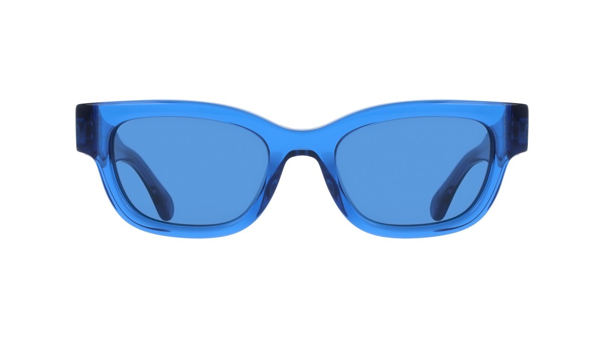 Occhiali da sole Salvatore Ferragamo SF2067S (432) colore transparent blue forma rettangolare lenti solid blue