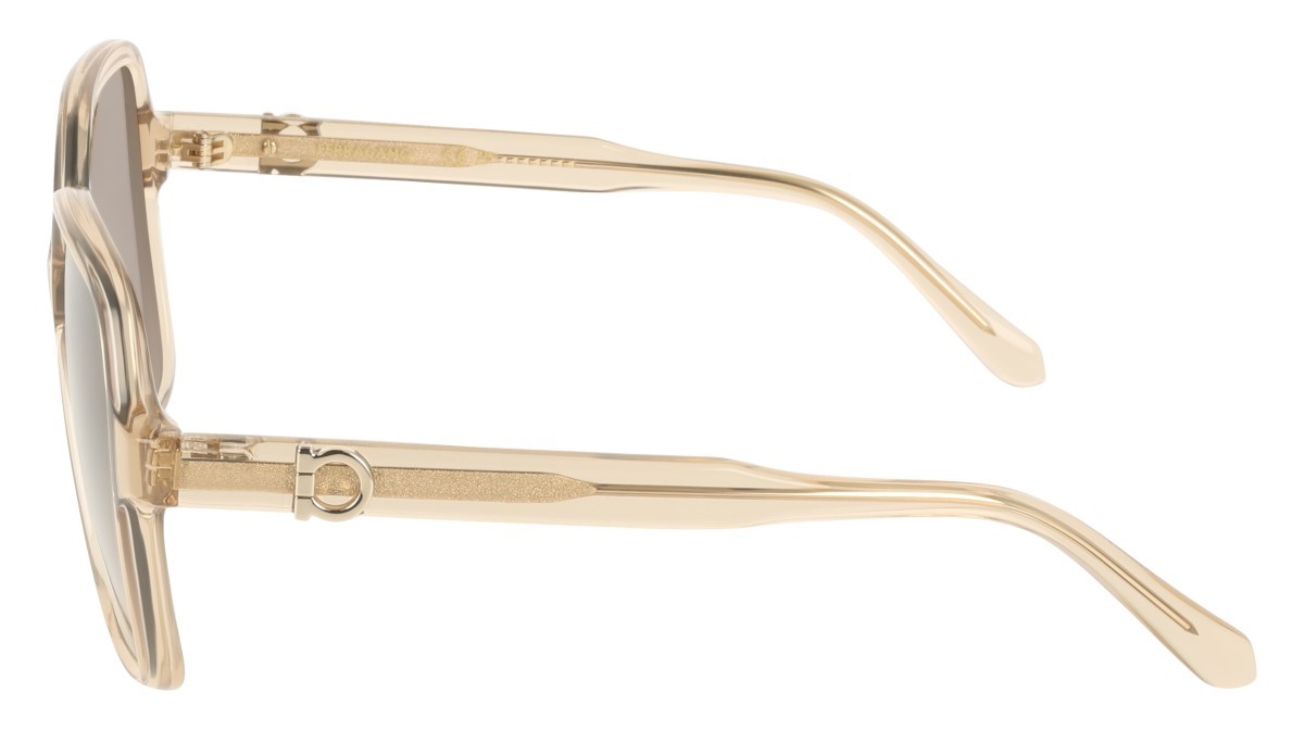 Sunglasses Salvatore Ferragamo SF2069SE (259) color transparent beige shape rectangle lenses gradient brown