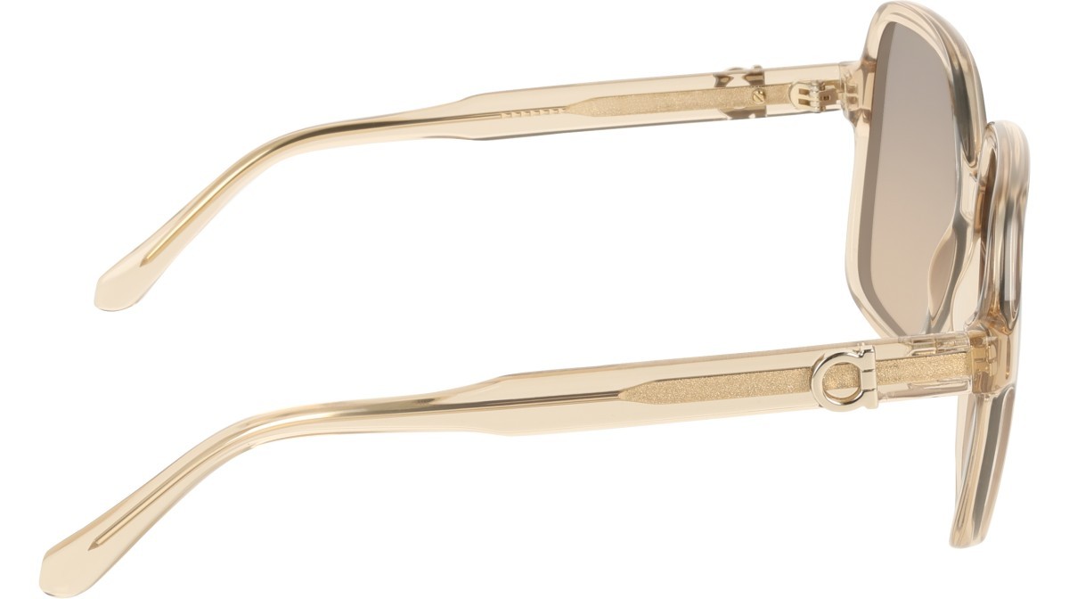 Sunglasses Salvatore Ferragamo SF2069SE (259) color transparent beige shape rectangle lenses gradient brown