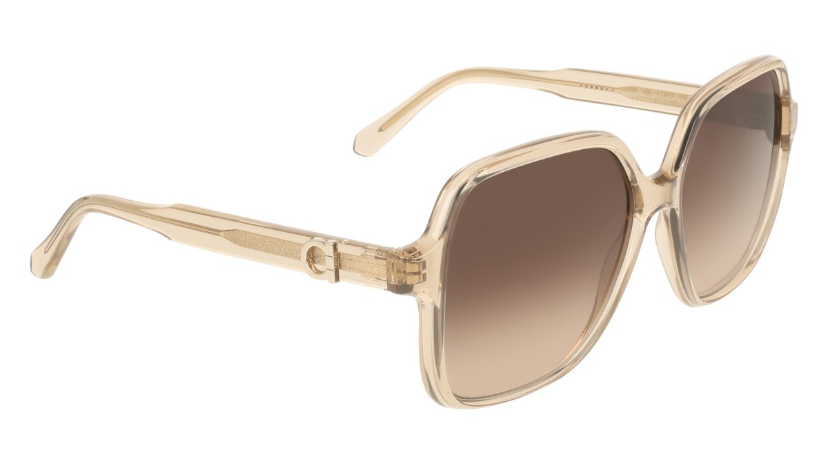 Sunglasses Salvatore Ferragamo SF2069SE (259) color transparent beige shape rectangle lenses gradient brown