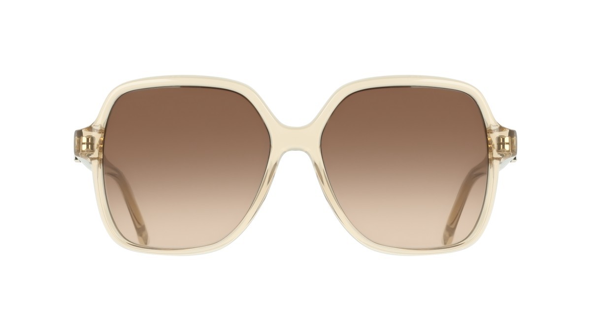 Sunglasses Salvatore Ferragamo SF2069SE (259) color transparent beige shape rectangle lenses gradient brown