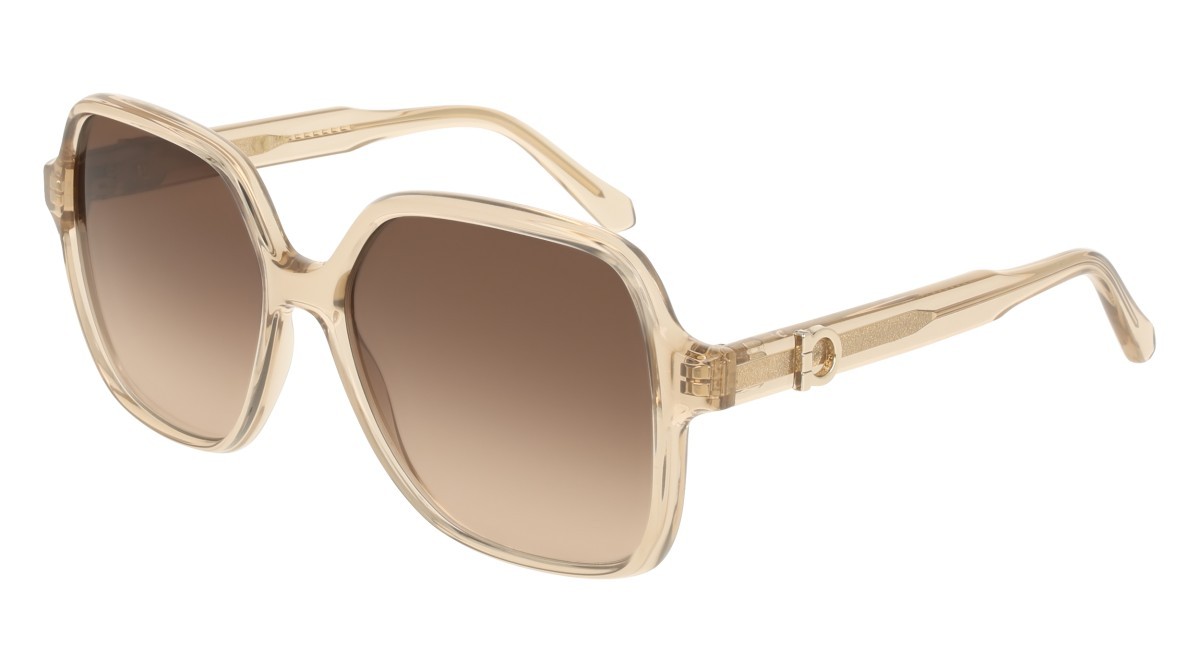 Sunglasses Salvatore Ferragamo SF2069SE (259) color transparent beige shape rectangle lenses gradient brown