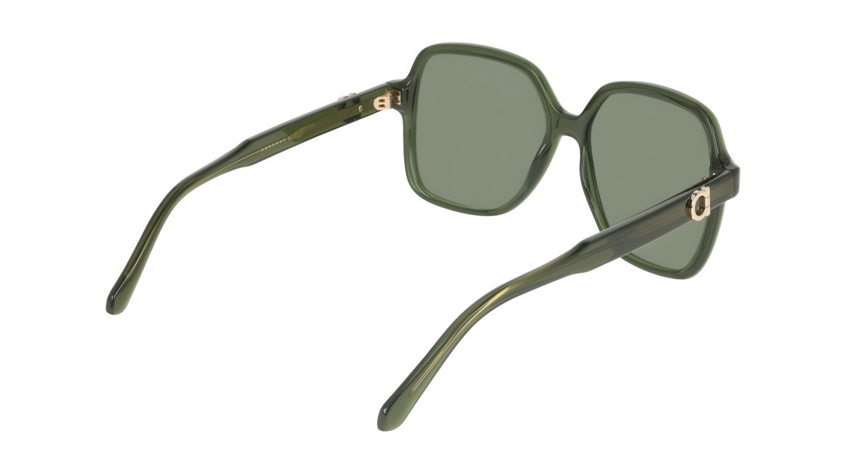 Sunglasses Salvatore Ferragamo SF2069SE (317) color transparent green shape rectangle lenses solid green