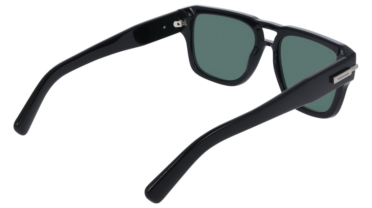 Sunglasses Salvatore Ferragamo SF2070S (001) color black shape rectangle lenses solid green