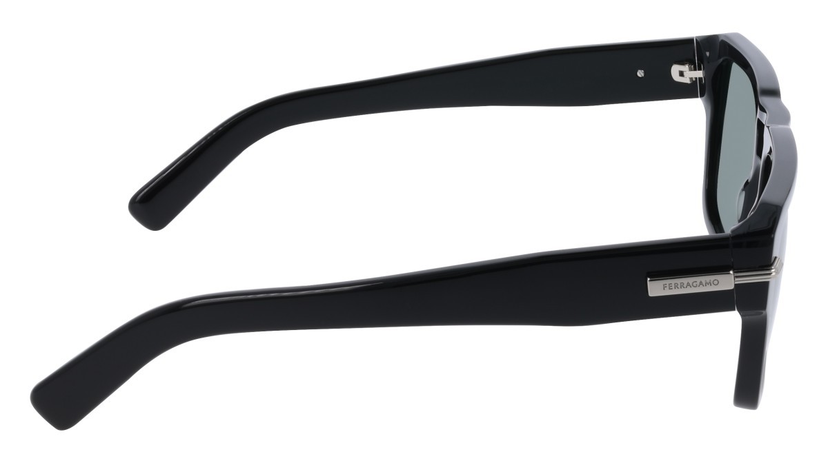 Sunglasses Salvatore Ferragamo SF2070S (001) color black shape rectangle lenses solid green