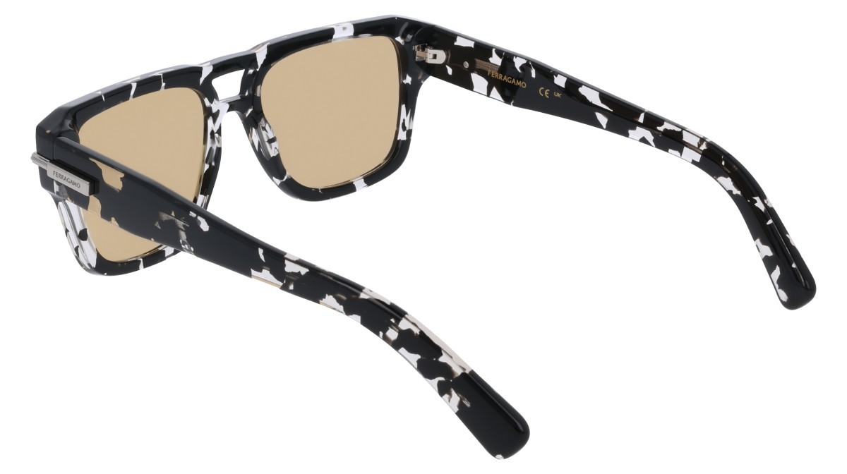 Sunglasses Salvatore Ferragamo SF2070S (010) color black tortoise shape rectangle lenses solid brown