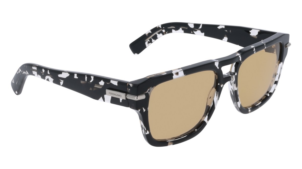 Sunglasses Salvatore Ferragamo SF2070S (010) color black tortoise shape rectangle lenses solid brown