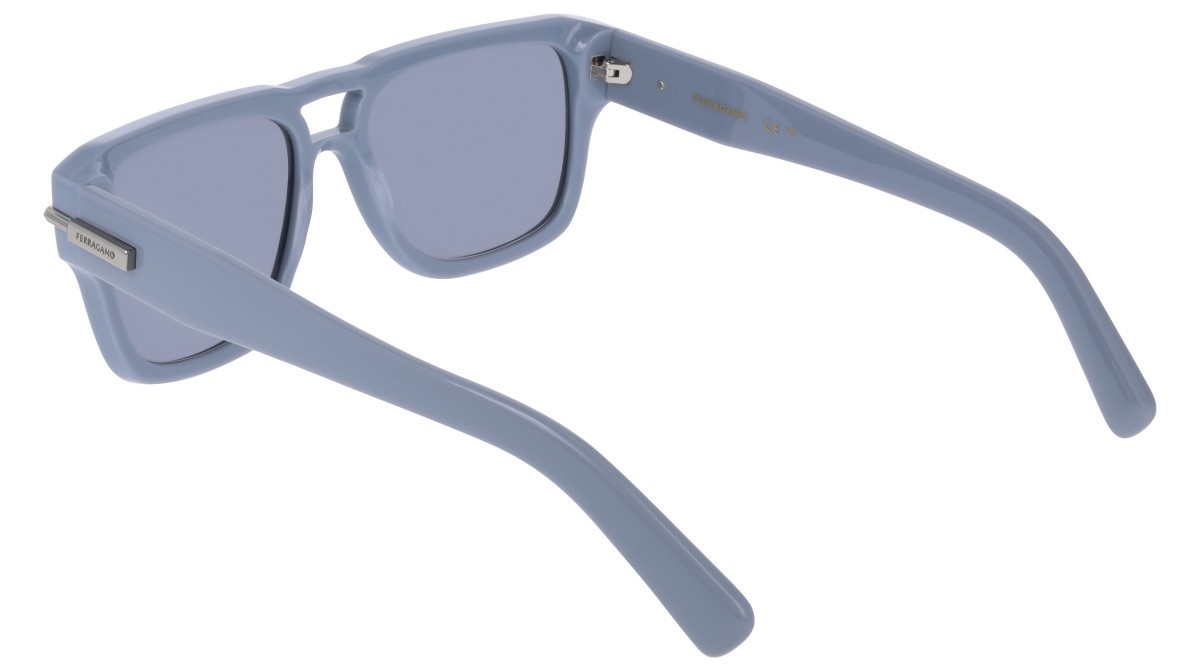 Sunglasses Salvatore Ferragamo SF2070S (452) color azure shape rectangle lenses solid grey