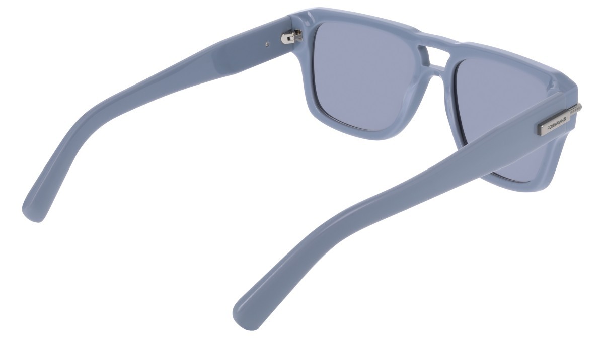 Sunglasses Salvatore Ferragamo SF2070S (452) color azure shape rectangle lenses solid grey