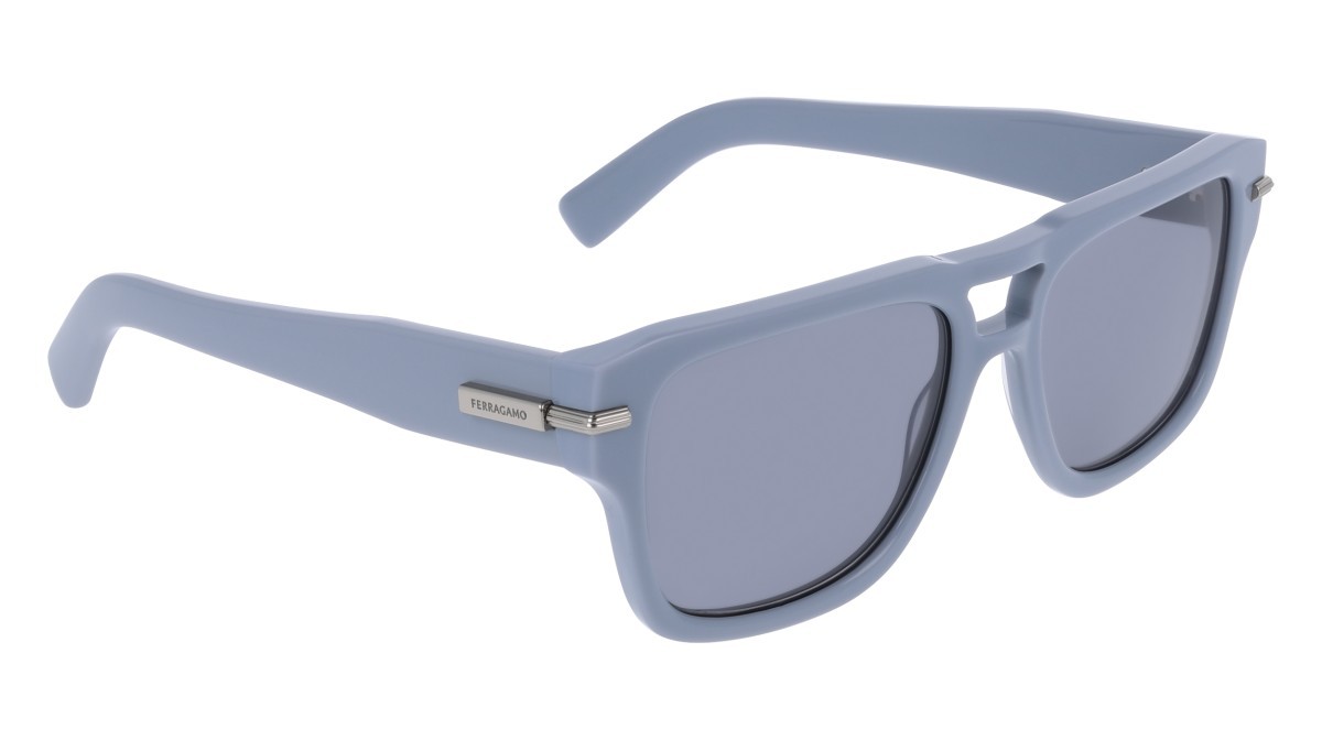 Sunglasses Salvatore Ferragamo SF2070S (452) color azure shape rectangle lenses solid grey