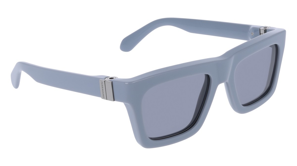 Sunglasses Salvatore Ferragamo SF2071S (452) color azure shape square lenses solid grey