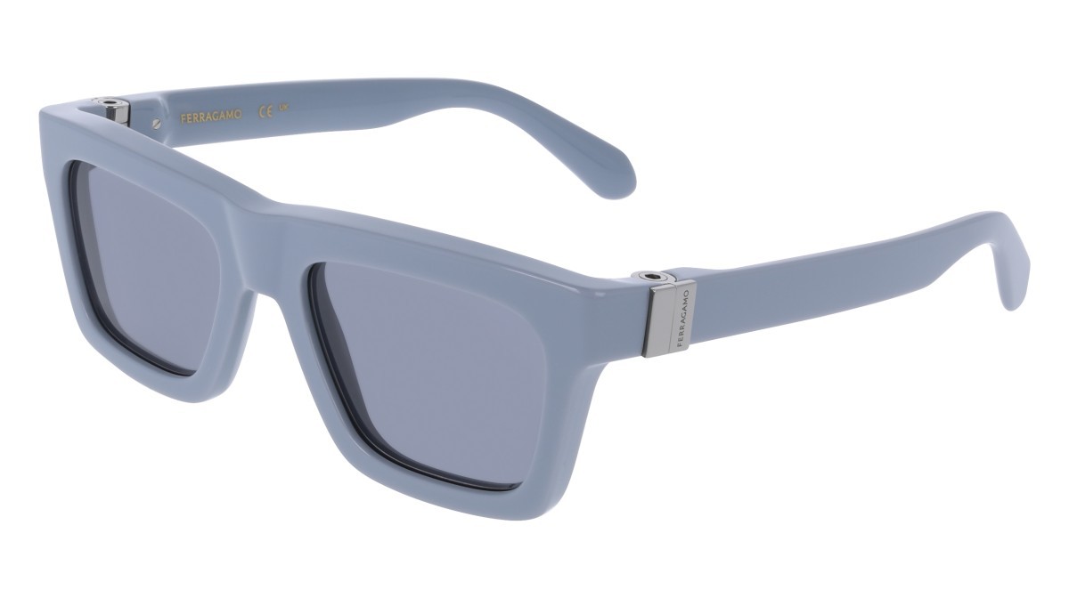 Sunglasses Salvatore Ferragamo SF2071S (452) color azure shape square lenses solid grey
