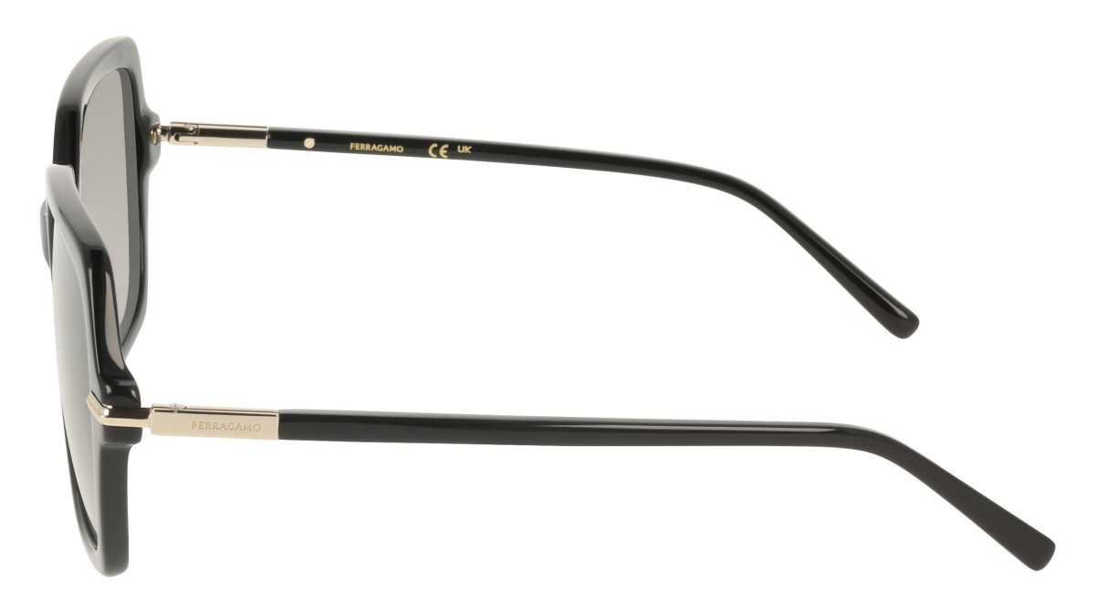 Sunglasses Salvatore Ferragamo SF2076S (001) color black shape rectangle lenses gradient grey