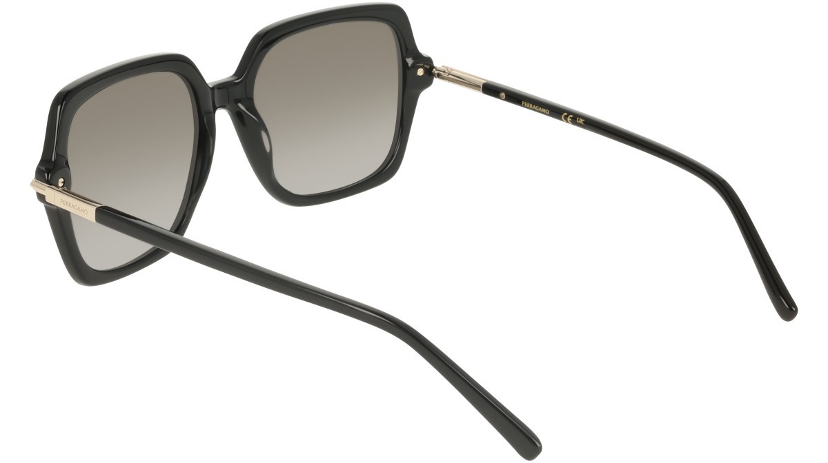 Sunglasses Salvatore Ferragamo SF2076S (001) color black shape rectangle lenses gradient grey