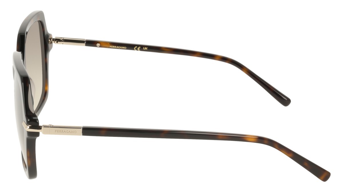 Sunglasses Salvatore Ferragamo SF2076S (242) color dark tortoise shape rectangle lenses brown gradient