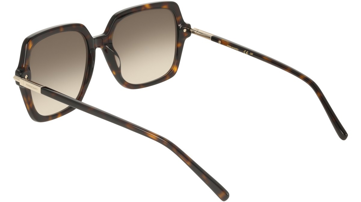 Sunglasses Salvatore Ferragamo SF2076S (242) color dark tortoise shape rectangle lenses brown gradient