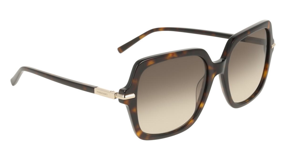 Sunglasses Salvatore Ferragamo SF2076S (242) color dark tortoise shape rectangle lenses brown gradient