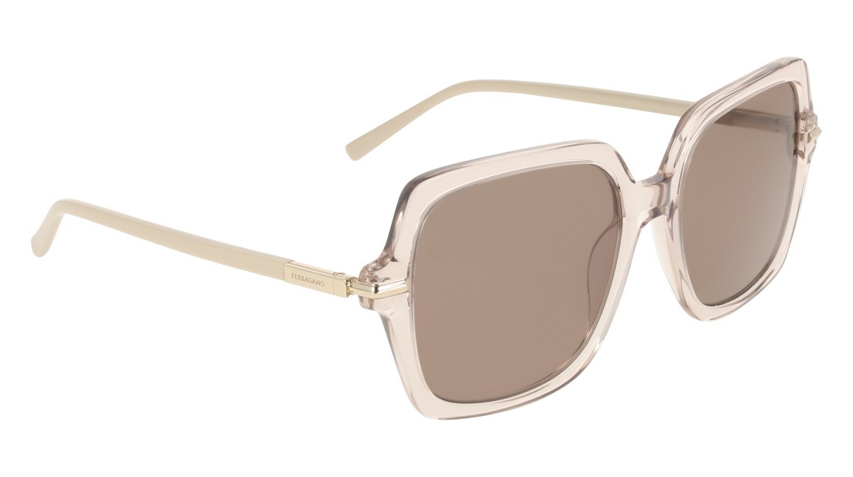 Sunglasses Salvatore Ferragamo SF2076S (278) color transparent sand shape rectangle lenses solid brown