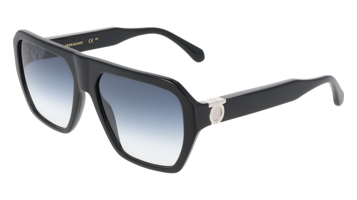 Sunglasses Salvatore Ferragamo SF2080SLBI (001) color black/gradient blue shape square lenses gradient blue