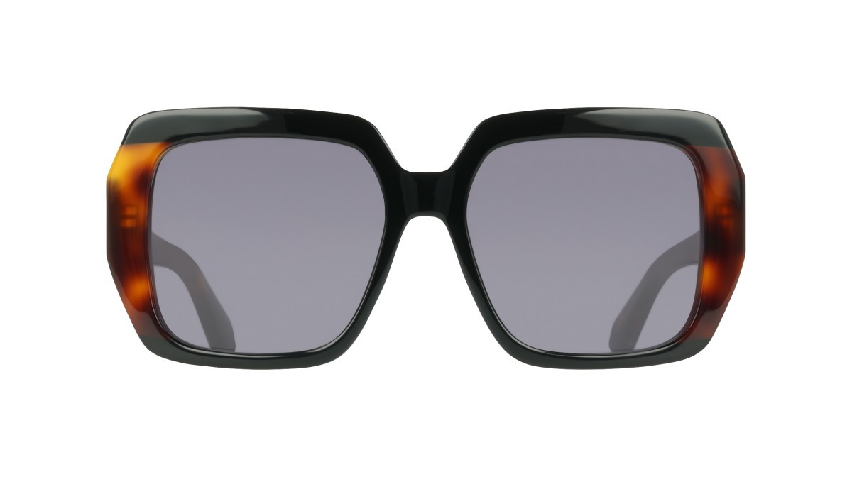 Sunglasses Salvatore Ferragamo SF2081S (006) color black/tortoise shape rectangle lenses solid grey