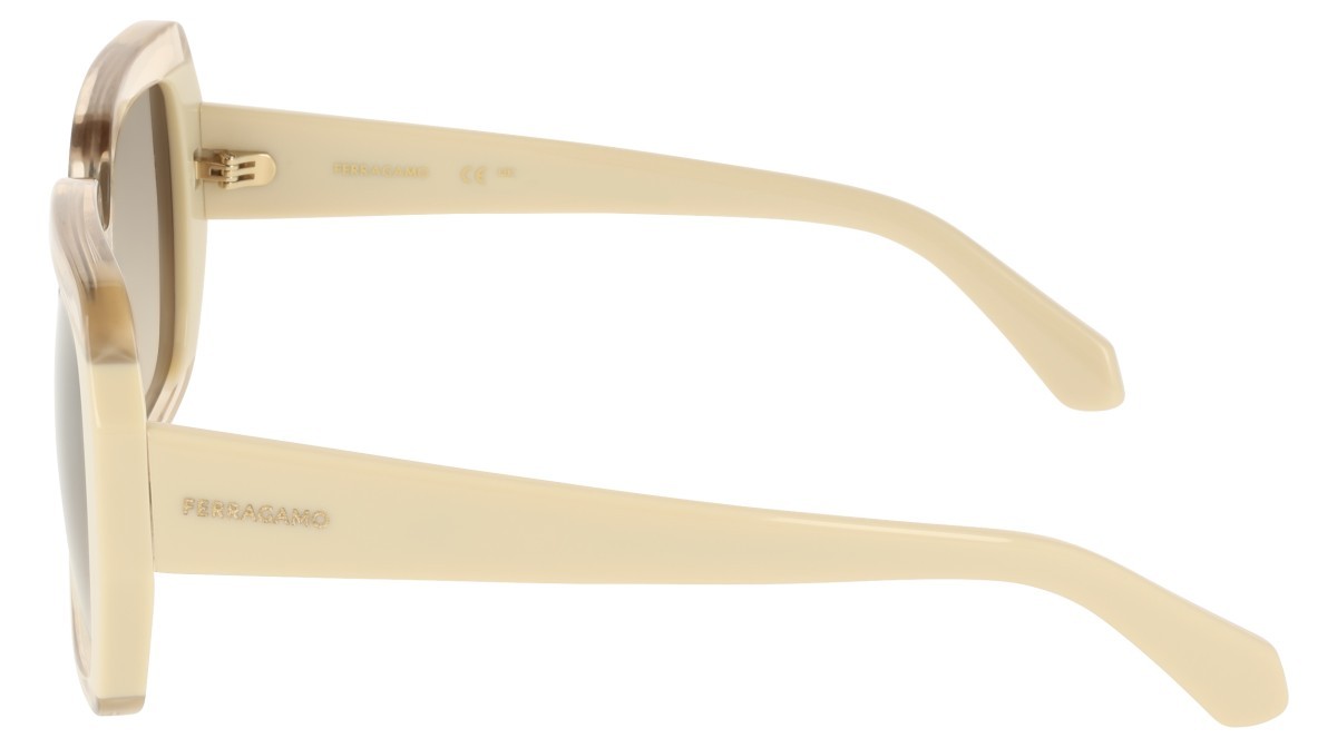 Sunglasses Salvatore Ferragamo SF2081S (260) color transparent beige/ beige shape rectangle lenses brown gradient