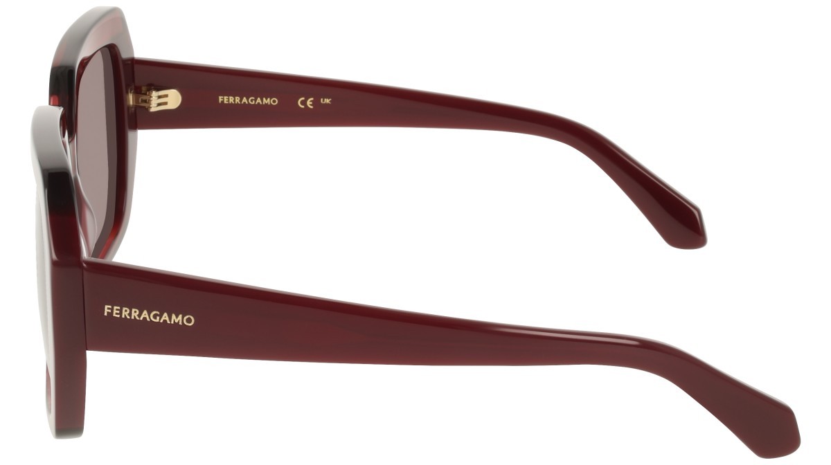 Sunglasses Salvatore Ferragamo SF2081S (654) color opaline red/burgundy shape rectangle lenses solid dark wine