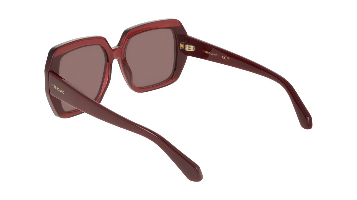 Sunglasses Salvatore Ferragamo SF2081S (654) color opaline red/burgundy shape rectangle lenses solid dark wine