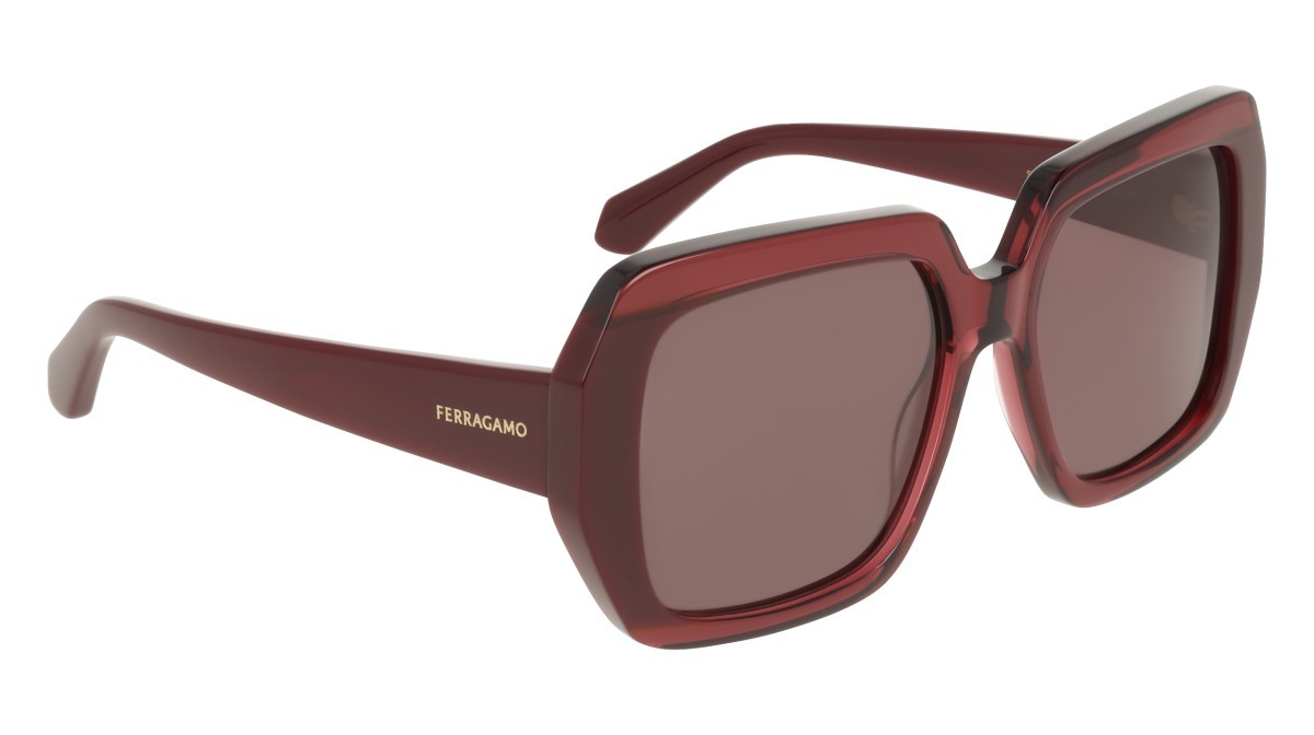 Sunglasses Salvatore Ferragamo SF2081S (654) color opaline red/burgundy shape rectangle lenses solid dark wine